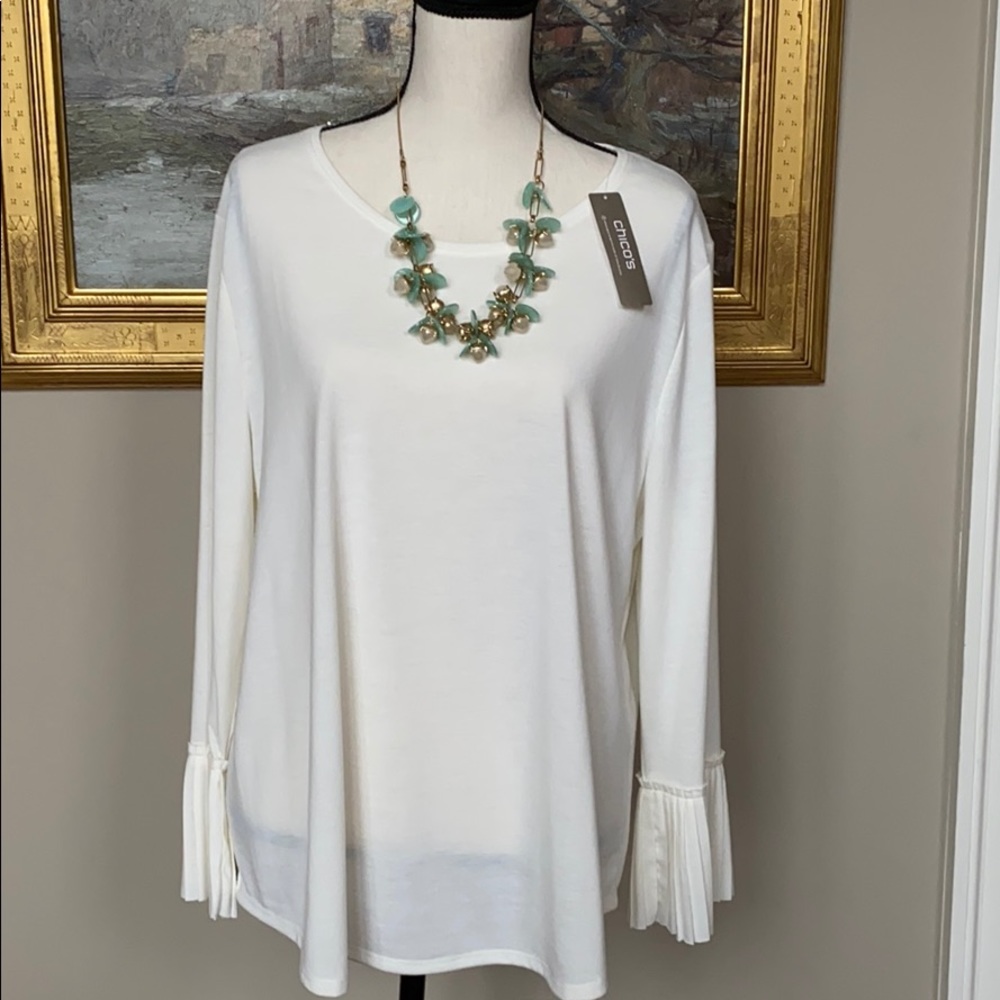 Chico’s Winter White pleated detail top